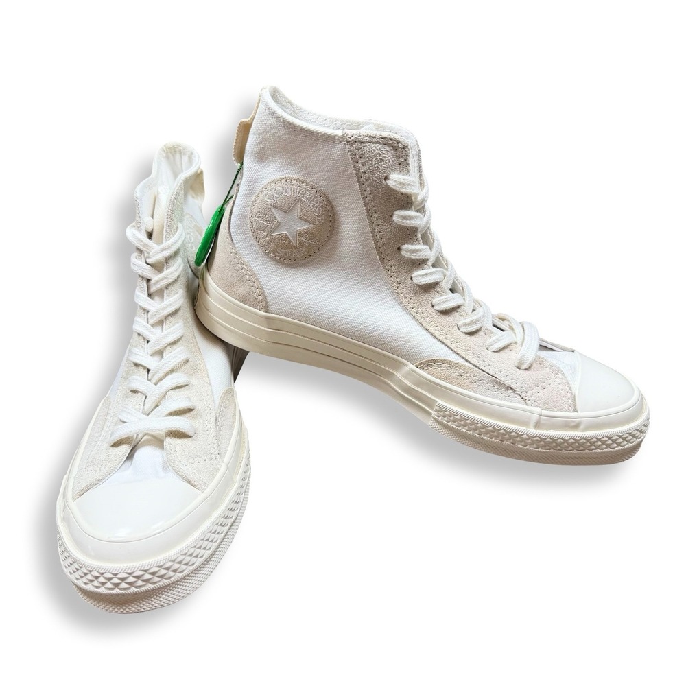 Converse Chuck 70 Hi Mixed Material Suede Canvas Egret White Womens 8.5 Mens 6.5 - Picture 2 of 12